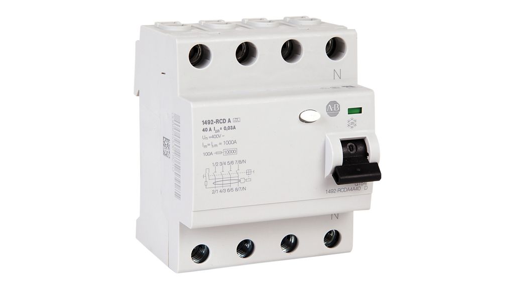 Residual Current Circuit Breaker, 4 Polen, 63A, 300mA
